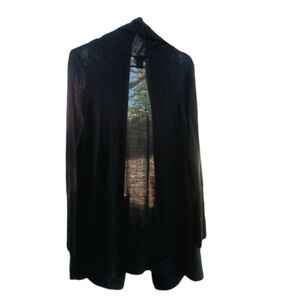 Ann Taylor Black Open Front Shawl Collar Cardigan XL